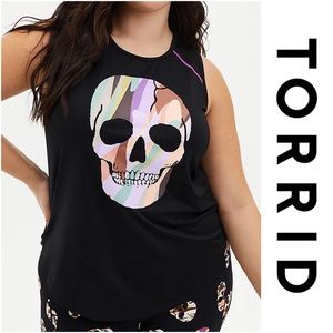 TORRID BLACK CAMO SKULL WICKING ACTIVE TANK